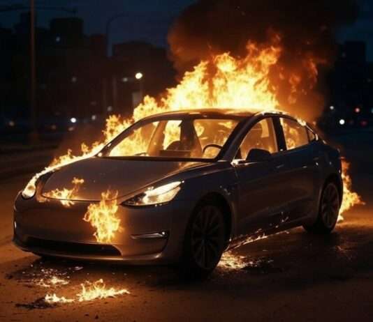 Brandserie in Niort: Tesla-Fahrzeuge gezielt angezündet Tesla_Brandstiftung_Illustration