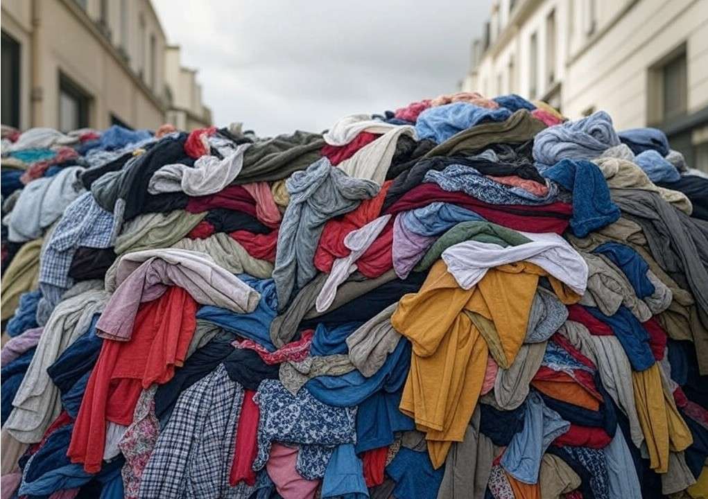 Fast-Fashion-Gesetz: Protest vor dem Senat – zehn Tonnen Textilmüll abgeladen