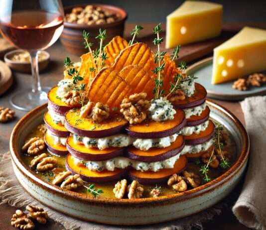 Truffade neu gedacht: Süßkartoffel, Ziegenfrischkäse & Cantal-Chips Truffade_Suesskartoffel