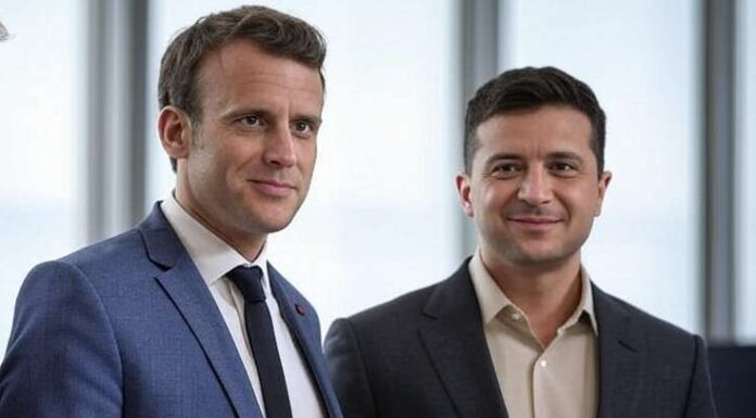 90 Milliarden für Kiew: Europas finanzielles Versprechen im Schatten des Krieges Trump_Macron_Selenskyj_Illustration