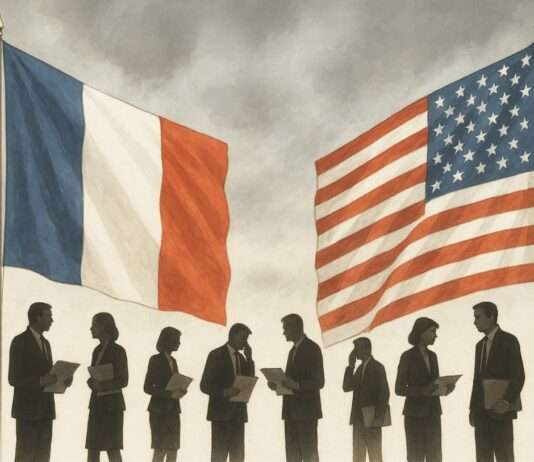 Transatlantischer Wertekonflikt: Frankreich weist US-Einmischung in Unternehmenspolitik zurück US-Einfluss_Firmen_Frankreich_Illustration