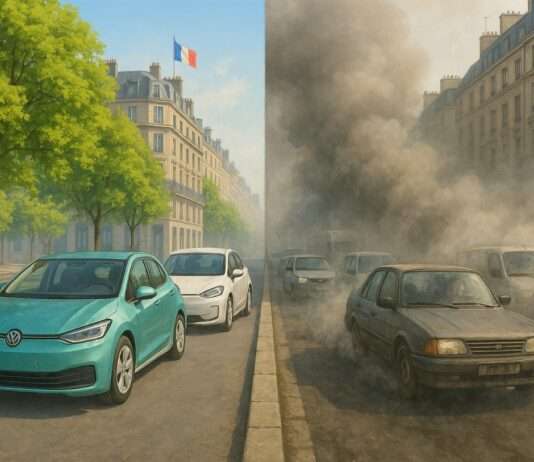 Kampf um saubere Luft: Frankreich diskutiert über die Abschaffung der Umweltzonen Umweltverschmutzung_Luftqualität_Verkehr_Illustration