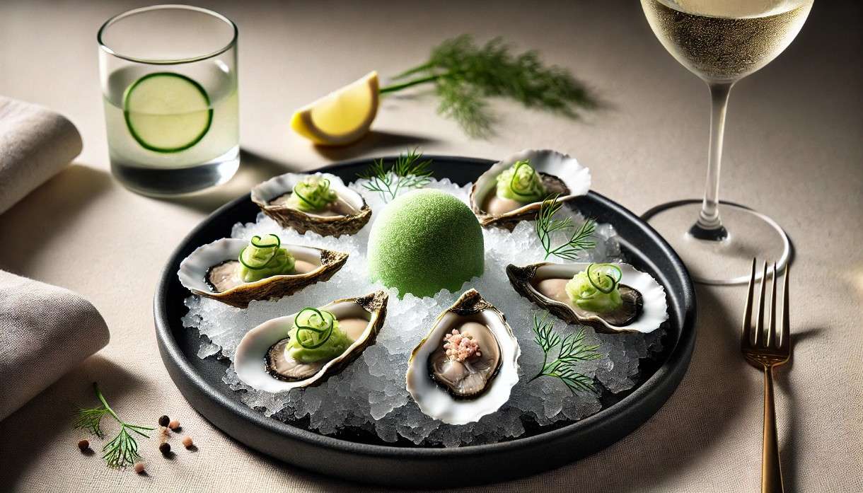Austern mit Gurken-Gin-Granité & rosa Pfeffer – Eine Ode an Arcachon