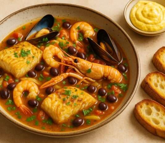 Die Fusion zweier Küsten – Bouillabaisse mit ligurischen Kräutern und Taggiasca-Oliven Bouillabaisse-mit-ligurischen-Kräutern-und-Taggiasca-Oliven