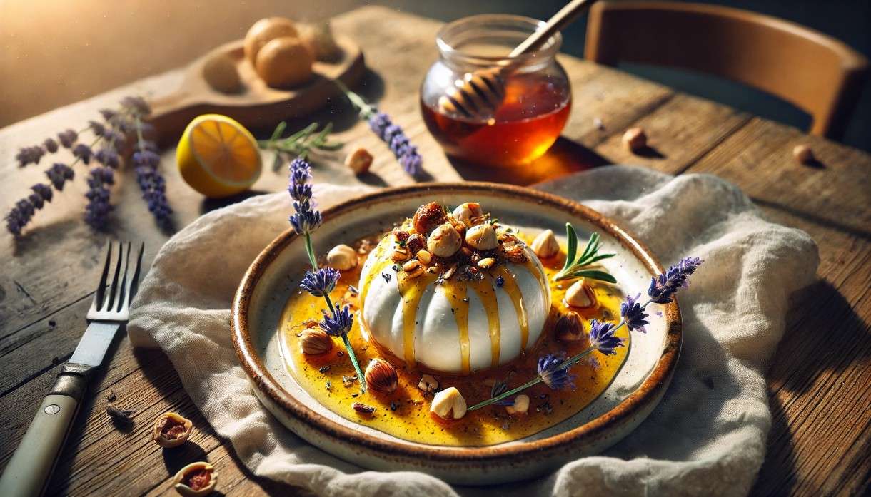 Italien trifft Frankreich: Burrata mit Lavendel-Honig und gerösteten Haselnüssen – Ein kulinarisches Gedicht