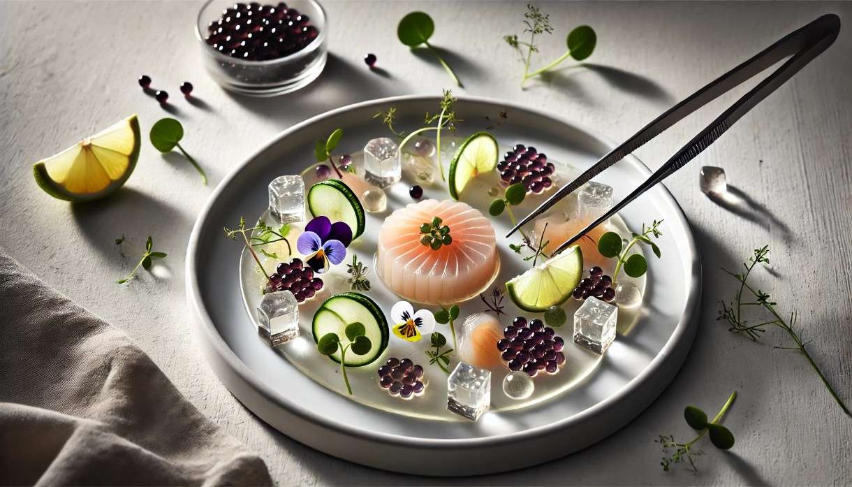Ceviche de Dorade mit Sauvignon-Blanc-Gelee und Traubenkaviar