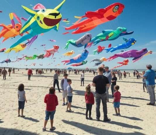 Wenn Drachen tanzen – Farbenrausch am Himmel von Berck-sur-Mer Drachenfestival_Berck-sur-Mer_Illustration