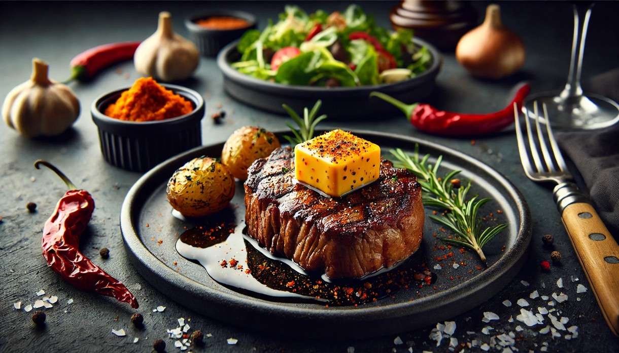 Oh là là trifft auf ¡Olé! – Entrecôte mit Piquillo-Pfeffer-Butter, modern interpretiert