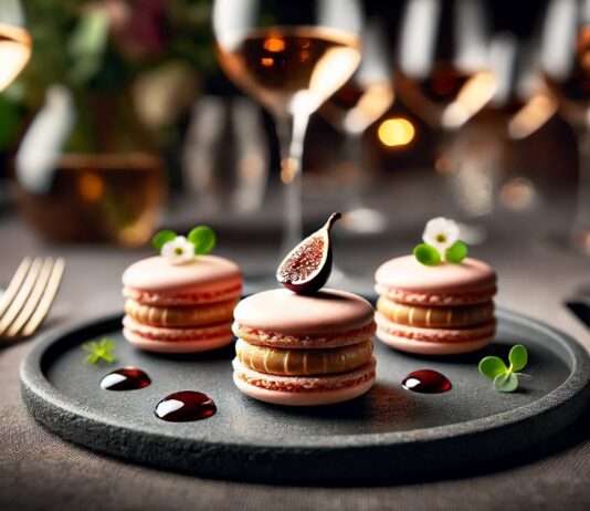 Foie Gras Macaron mit Feigen-Balsamico-Gel – Bordeaux trifft Pâtisserie Foie-gras-Macaron