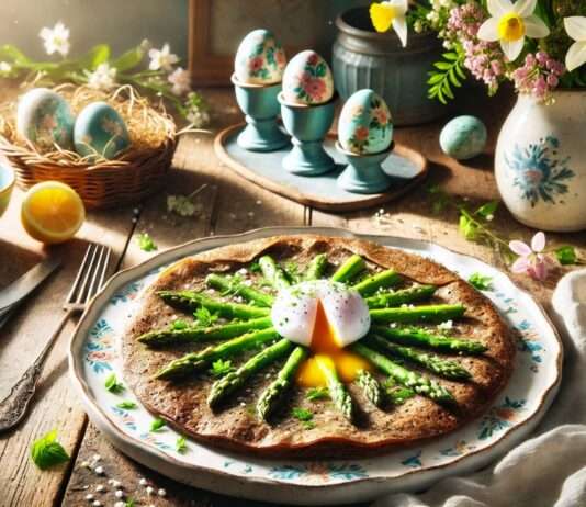 Ostern in der Bretagne: Galette de Sarrasin mit grünem Spargel, pochiertem Ei & Zitronen-Beurre-Blanc Galette-de-Sarrasin-mit-grünem-Spargel