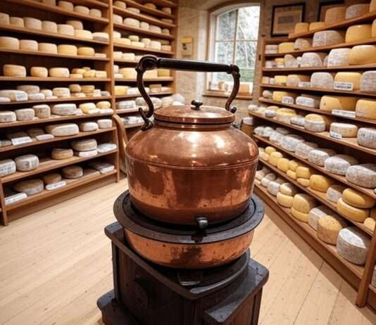 Kupfer-Diebstähle im Jura – mehr als nur ein Verlust von Metall Kupferkessel_Käseherstellung_Illustration