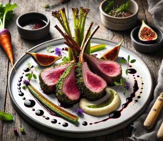 Lammrücken mit Lavendelkruste & Rotwein-Feigen-Jus Lammrücken_Lavendelkruste