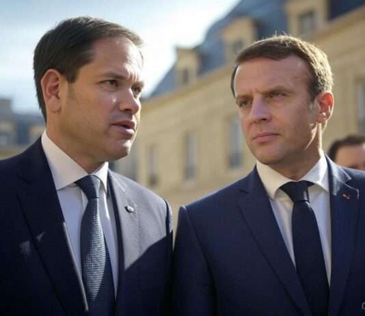 Zwischen Paris, Teheran und Kiew: Die neue transatlantische Krisendiplomatie Marco_Rubio_Emmanuel_Macron_Illustration