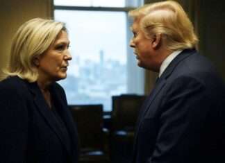 Trumps Schatten über Paris: Wie Frankreichs extreme Rechte das US-Migrationsmodell kopiert – und dabei aneckt Marine-Le-Pen_Donald-Trump_Illustration