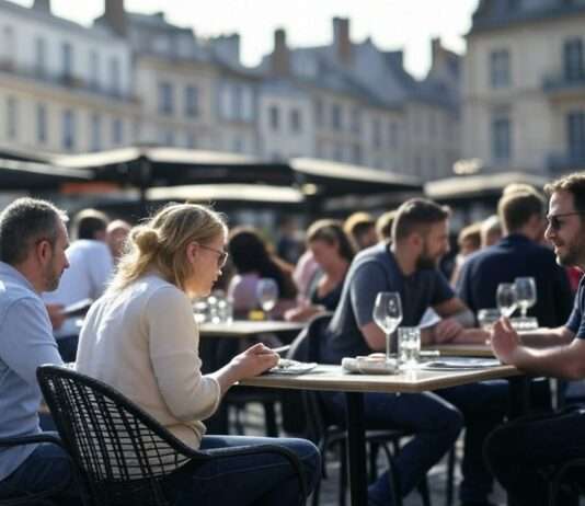 Sonnenwunder im Norden: März brachte südliches Flair an Frankreichs nördliche Küsten Restaurant_Terrasse_Illustration