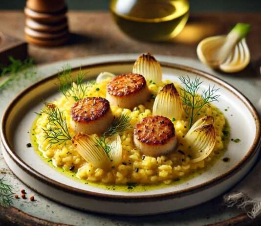 Wenn Italien Frankreich trifft: Eine Ode an das Safran-Risotto mit Jakobsmuscheln und Fenchel Safran-Risotto-mit-Jakobsmuscheln-und-Fenchel