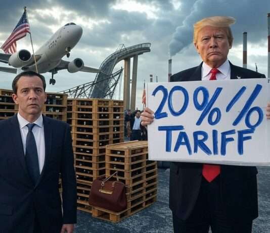 Trumps Strafzölle treffen Frankreich ins Mark: Wirtschaft im Alarmzustand Zerstörte_Handelsbrücken_Zölle_Illustration