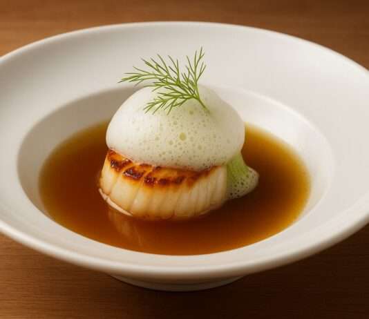 Bouillabaisse-Essenz mit Jakobsmuschel und Fenchel-Schaum Bouillabaisse-Essenz-mit-Jakobsmuschel-und-Fenchel-Schaum