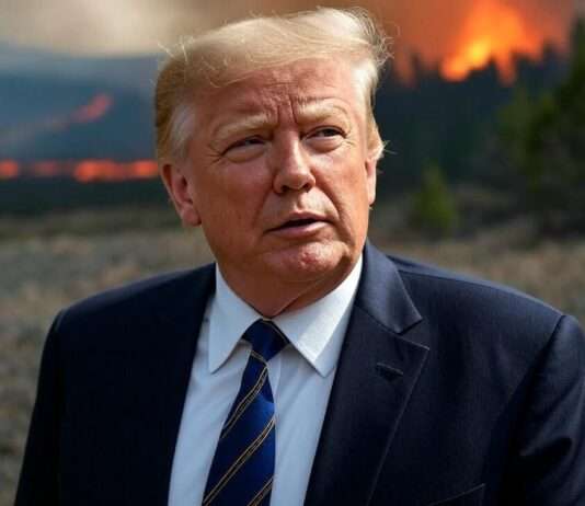 Kommentar: Wenn das Klima brennt und die Zahlen schweigen Donald_Trump_Naturkatastropen_Leugnung_Illustration