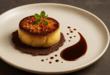 Geflämmte Gänseleber mit Kaffee-Reduktion & Kakao-Cracker Geflämmte-Gänseleber-mit-Kaffee-Reduktion-Kakao-Cracker