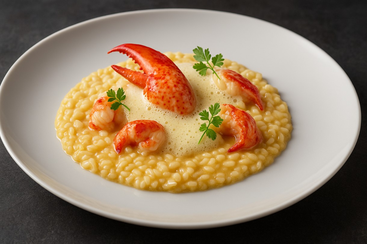 Hummer-Risotto mit Champagner-Sabayon