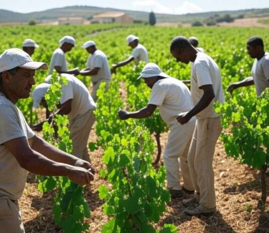 Illegale Ausbeutung aufgedeckt: Marokkanische Arbeitskräfte als moderne Sklaven in Südfrankreich Landarbeiter_moderne_Sklaverei_Illustration
