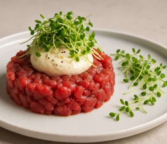 Artikel: Die feine Fusion – Tatar vom Charolais-Rind mit Meerrettich-Crème und Brokkoli-Sprossen Tatar-vom-Charolais-Rind-mit-Meerrettich-Crème