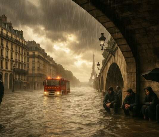 1. Maiwochenende in Frankreich – Wenn das Wetter zur Bedrohung wird Überschwemmungen_Paris_Gewitter_Illustration