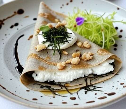 Moderne französische Küche mit Algen: Crêpe Farcie au Fromage de Chèvre et Nori Crêpe-Farcie-au-Fromage-de-Chèvre-et-Nori
