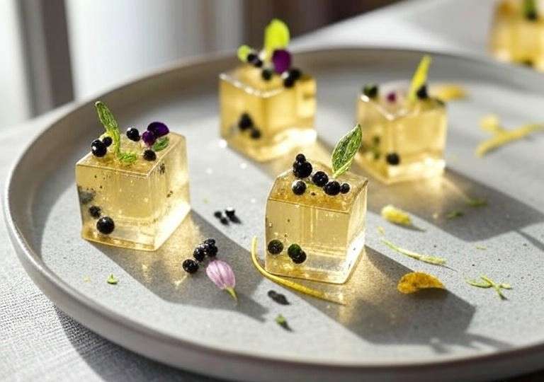 Moderne französische Küche mit Algen: Gelée de Champagne aux Perles d’Algues