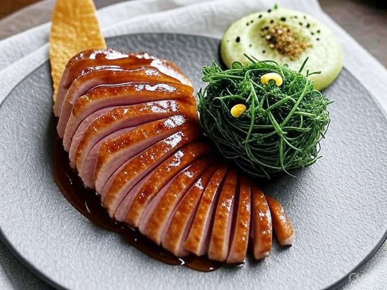 Moderne französische Küche mit Algen: Magret de Canard laqué aux Algues et Miel