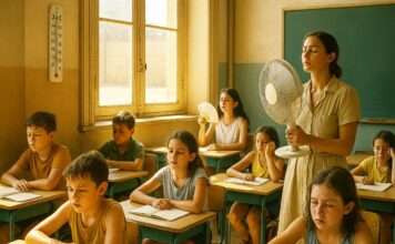 Hitzewelle in Frankreich: Marine Tondelier wirft der Regierung mangelnde Vorbereitung vor Marseille_Hitze_Schule_Illustration