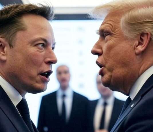Machtkampf der Giganten: Wie der Streit zwischen Trump und Musk Amerikas Demokratie ins Wanken bringt Musk_Trump_Streit_Illustration