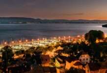 Ein Tag entlang der Schweizer Grenze in den französischen Alpen Port_de_Rives_in_Thonon-les-Bains_01