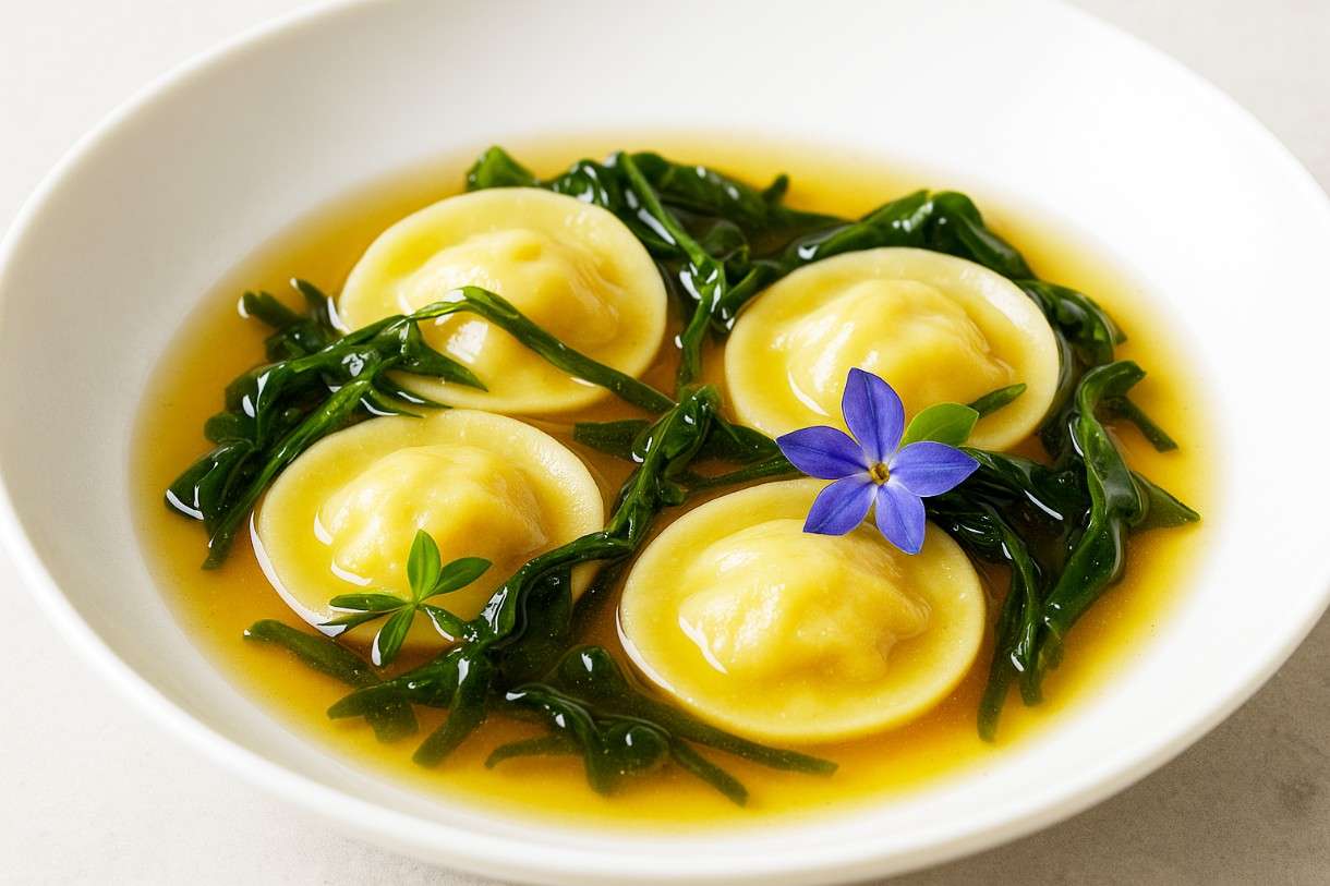 Ravioles de Langoustines et Bouillon de Wakame