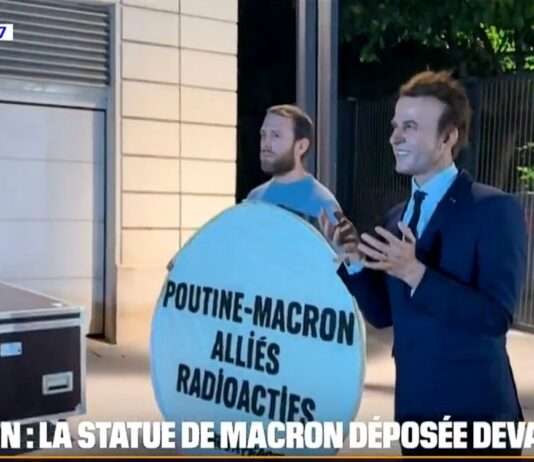 Macrons Wachsfigur „entführt“: Greenpeace protestiert gegen Frankreichs Russland-Deals Screenshot_X_BFMTV