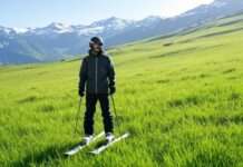 Kommentar: Schneeflöckchen, Weißröckchen – Du kommst nie zurück! Skifahren_Schneemangel_Illustration