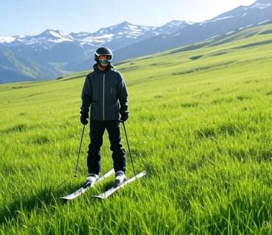 Winterträume auf Vorrat – Frankreich bucht den Schnee voraus Skifahren_Schneemangel_Illustration