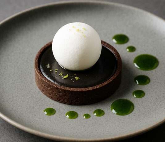 Tarte au citron noir mit Meringue-Sphäre & Basilikumöl Tarte-au-citron-noir-Meringue-Sphäre-Basilikumöl