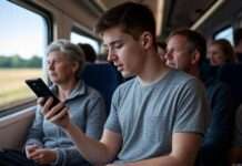 Laute Telefon-Gespräche in Bus und Bahn: Frankreich wegen eines neuen Telefon-Trends gespalten Telefon_Lautsprecher_Illustration