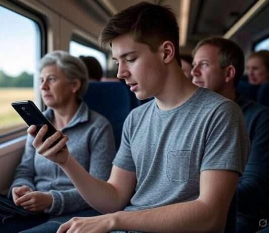 Laute Telefon-Gespräche in Bus und Bahn: Frankreich wegen eines neuen Telefon-Trends gespalten Telefon_Lautsprecher_Illustration