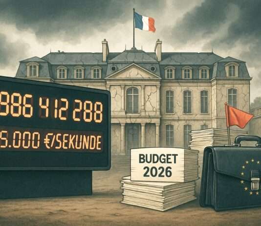 Frankreichs Schuldenlast wächst – doch das Vertrauen der Investoren bleibt Französische_Schuldenuhr_Illustration