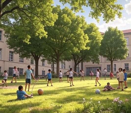 Lyon verwandelt graue Schulhöfe in grüne Oasen – ein radikaler Schritt gegen die Hitze Grüner_Schulhof_Lyon_Illustration