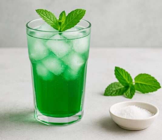 Isotonisches für die ganz heißen Tage: Sirop de menthe glacé avec une pincée de sel marin Sirop-de-menthe-glacé-avec-une-pincée-de-sel-marin