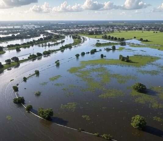 Texas versinkt im Wasser: Mindestens 51 Tote – und ein Sommercamp voller Angst Überschwemmungen_Texas_Illustration