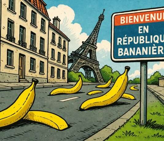 Kommentar: Wenn Gesetze biegsam werden wie Kaugummi – willkommen in der Asphalt-Republik Bananenrepublik_Bodenschwellen_Frankreich_Illustration