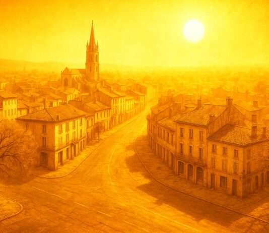 Feuer am Himmel – Frankreich im Griff einer historischen Hitzewelle Hitzewelle_Frankreich_Illustration