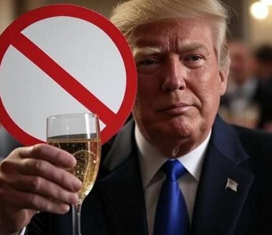 Kommentar – Kein Champagner mehr für Trump? Dann eben ohne uns, Amerika! Kein-Champagner-für-Trump_Illustration