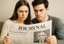 Frankreich vor dem Vertrauensvotum: Bayrous Regierung am Abgrund Bayrou-Zeitung_Illustration