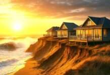 Wenn das Meer kommt: Wie die Erosion das Leben am Mont-Saint-Michel bedroht Erosion_Häuser_Küste_Illustration